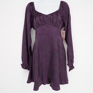 Inspired Hearts Y2K Babydoll Satin Dress Large Purple Whimsigoth Witchy Floral